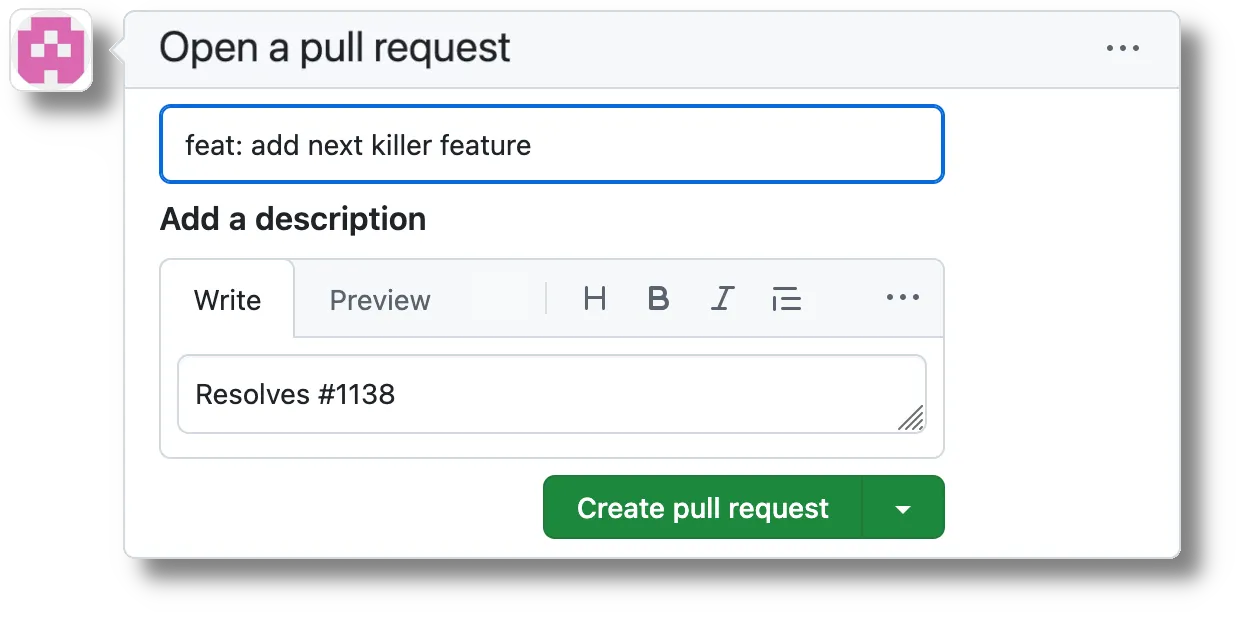 Developer opens pull request